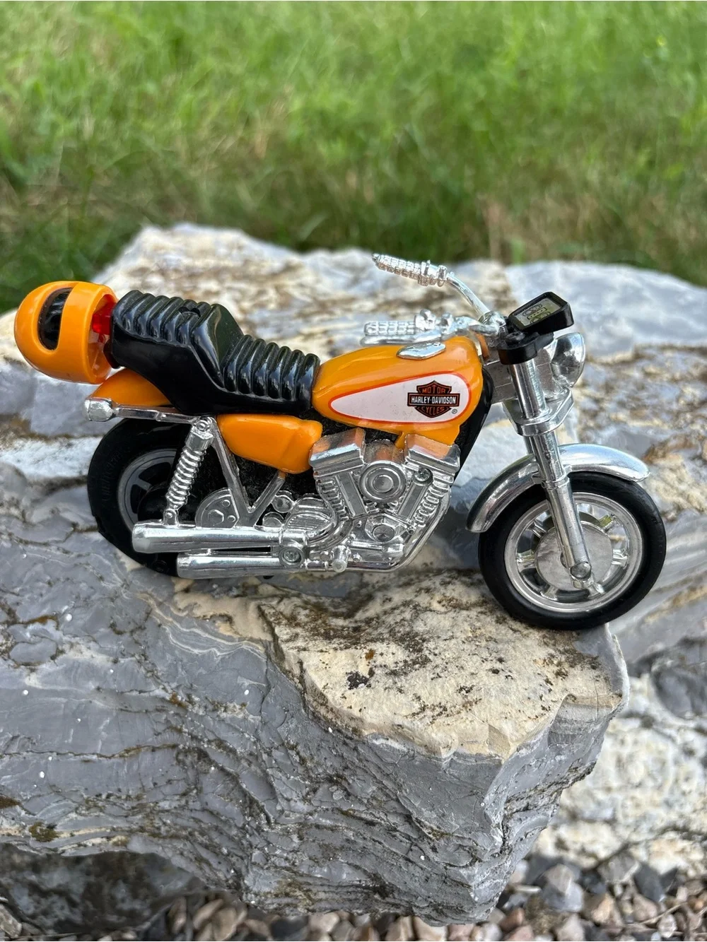 Harley-Davidson Orange Mini Motorcycle Toy Matchbox Vintage Clean Pet/SmokeFree